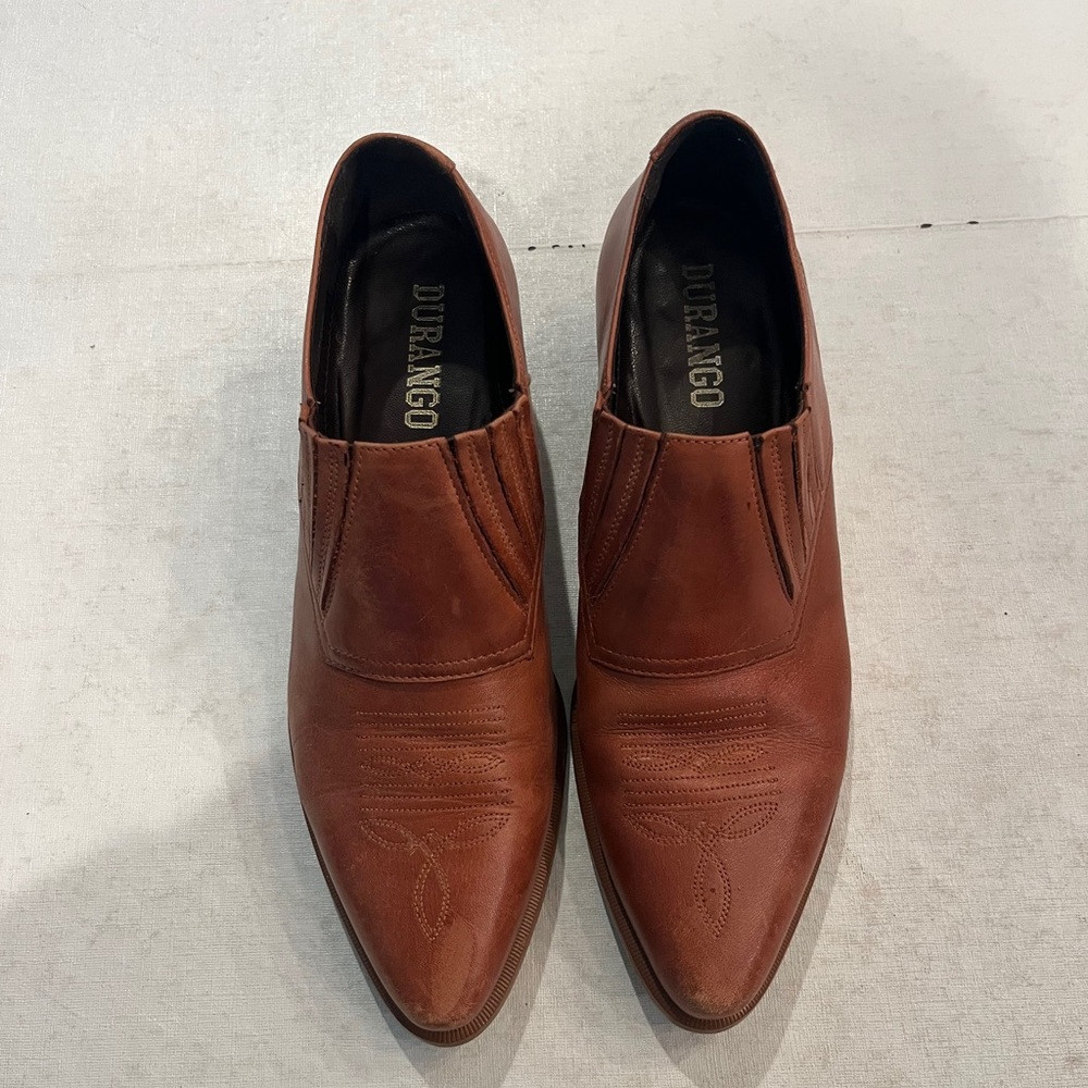 Durango Cognac Brown Leather Western Slip-On Booties. So cool! - Picture 2 of 9